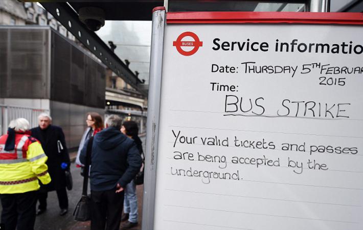 Коллапс в Лондоне из-за забастовки водителей автобусов 